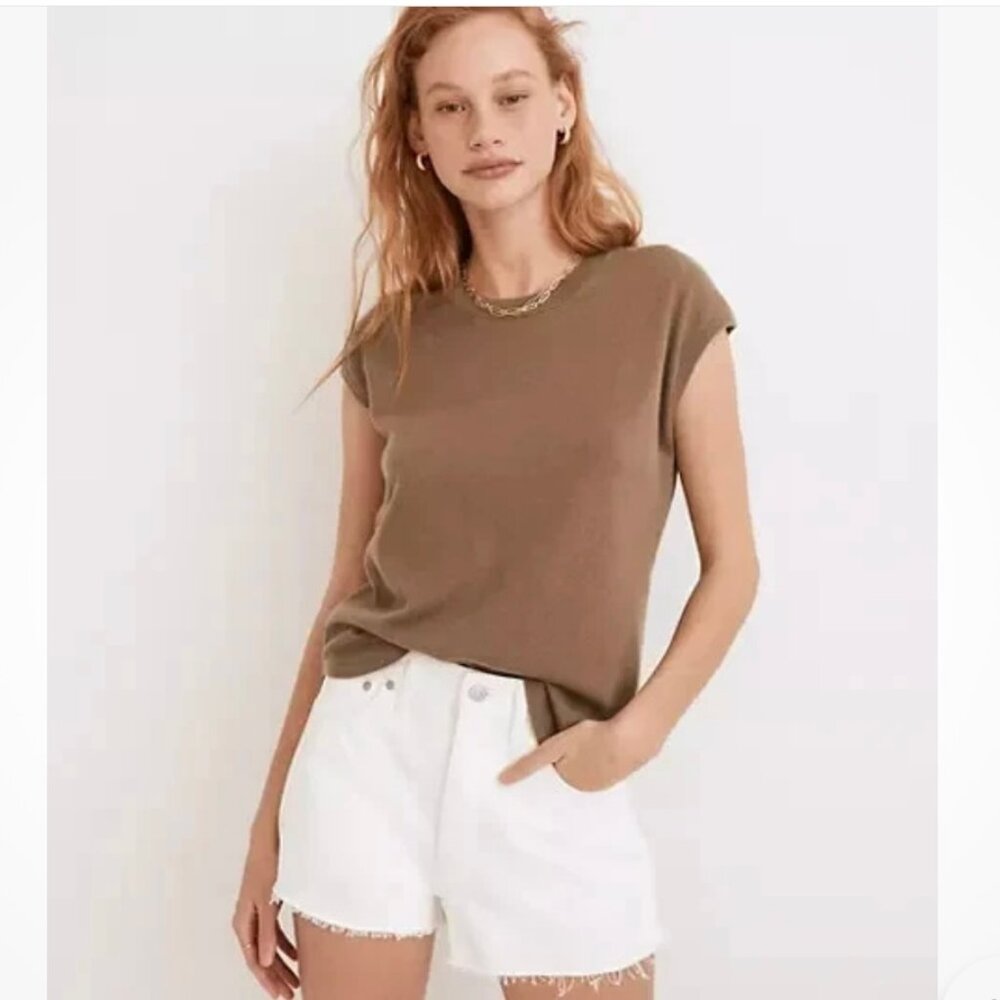 Madewell Denim Shorts White Raw Hem‎ NWT Size 26